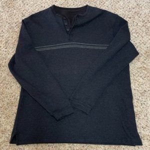 Marc Edwards Black Ribbed Button/Layered Look Pullover - Medium